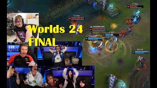 Reactions to T1 winning Worlds 🔥🔥 Worlds 2024 [upl. by Gilus]