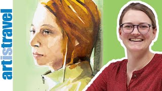 How to draw a watercolor portrait painting – Demonstration [upl. by Laehcym]