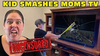 kid Smashes Moms 50Inch TV With A Baseball Bat   UC Version [upl. by Holbrooke]