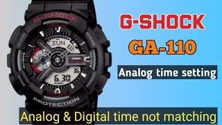 How to set analog time Casio GShock GA110 Digital and Analog time sync [upl. by Attenor601]