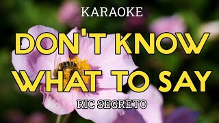 DONT KNOW WHAT TO SAY  RIC SEGRETO  KARAOKE [upl. by Etnahsal405]