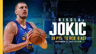 Nikola Jokić 38Point DoubleDouble vs Warriors Full Game Highlights  12324 [upl. by Akimrehs]