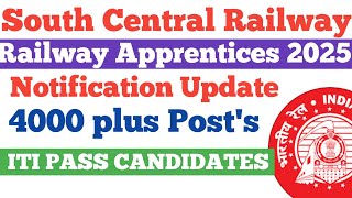 Railway Apprentices 2025  South Central Railway  Notification Update RRC SCR APPRENTICE [upl. by Ykcul]