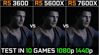 RYZEN 5 3600 vs RYZEN 5 5600X vs RYZEN 5 7600X  Test in 10 Games  1080p 1440p [upl. by Jonathon]