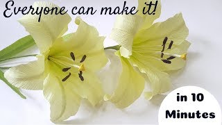 Paper Lily  How To Make Easy Paper Flowers Oriental Lily from crepe paper [upl. by Verge49]