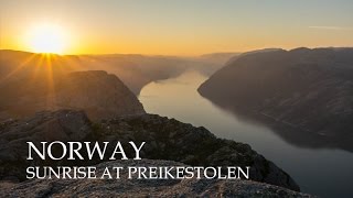 Sunrise at Preikestolen by drone  Norway [upl. by Duncan872]