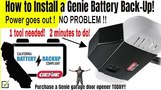 Genie Garage Door Opener Battery Back Up  How To Installation Video [upl. by Auvil]