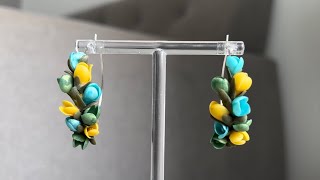 33 Easy floral hoop polymer clay earrings tutorial for beginners diy polymer clay flower earrings [upl. by Aimek351]