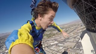 JUMPING OFF A HOTEL IN LAS VEGAS Stratosphere Sky Jump [upl. by Eatnod554]