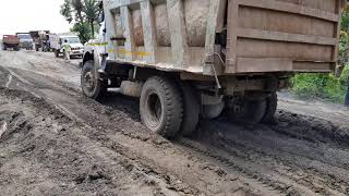 Tata 1613 Tipper Running On Dusty Road [upl. by Kape]