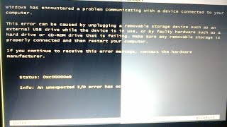 How to fix an unexpected IO error occured 0xc00000e9 on windows [upl. by Ijies]