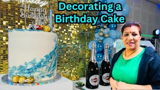 பட்டர் ஐசிங் எப்படி செய்வதுகேக் டிசையின் போடுவது  Decorating a Birthday Cake with buttericing [upl. by Loydie]