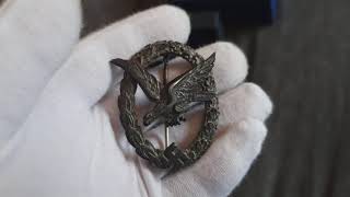 WW2 GERMAN LUFTWAFFE AIR GUNNER ONLY BADGE MAKER MARKED [upl. by Nitza]