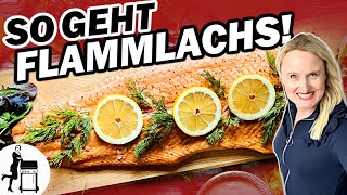 Flammlachs Rezept  Lachs am offenen Feuer zubereiten  Die Frau am Grill [upl. by Anneyehc]