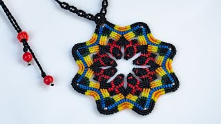 Macrame tutorial Macrame mandala flower  Tutoriel pendentif mandala DIY en micro macramé [upl. by Esej448]