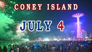 Coney Island beach walk on 4th of July with fireworks show 742023 [upl. by Amelia908]