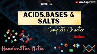 Unit4Acids Bases amp Salts Index  Chemistry  General Science  Handwritten notes [upl. by Mikah]