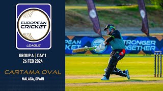 🔴 European Cricket League 2024  Group A Day 1  Cartama Oval Malaga Spain  T10 Live Cricket [upl. by Miof Mela]