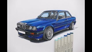 CAR DRAWING BMW E30 [upl. by Wilfred452]