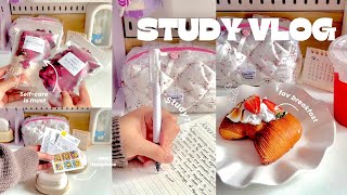 Study vlog 🍓 A lot of study unboxing bodycare taking note and prepare for final exam [upl. by Gerda]