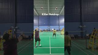 Opponents shocked with the netdrop😊 badminton badmintonlovers [upl. by Nosned]