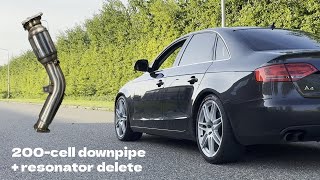 Audi A4 B8 18 TFSI Downpipe And Resonator Delete Sound [upl. by Calley]