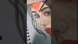 Women face drawing painting 💓art shortsshortvideo minivlog [upl. by Essilrahc]