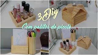 3 Diy com palitos de picolé [upl. by Ttoille]