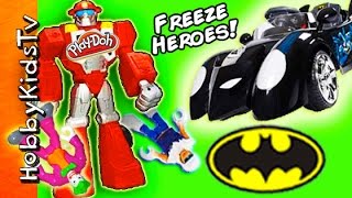 IMAGINEXT Captain Cold FREEZE Superheroes Fire Bot SURPRISE EGGS Batman Robin by HobbKidsTV [upl. by Lawson]