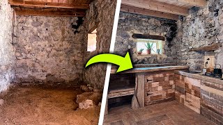 42 😳 Cómo hacer COCINA Rústica en CABAÑA ABANDONADA en mitad del monte [upl. by Tsirhc]