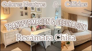 TRANSFORMACIÓN DE RECAMARA CHICA✨ COLORES NEUTROS🤍hayryfamilyvlogs viral [upl. by Eecyac]