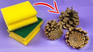 Look What I Made With Dish Sponge And Pine Cones DIY Ideas [upl. by Tteraj]