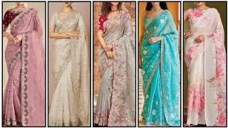 New Saree Designs 2024  Chiffon Party Wear Saree  Indian Saree Designs [upl. by Galer986]