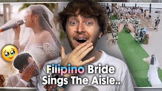 THIS BROKE ME Filipino Bride Sings Herself Down The Aisle  Reaction [upl. by Gesner]