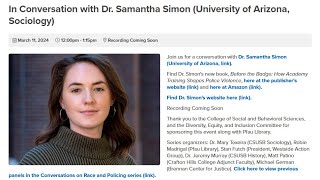 In Conversation with Dr Samantha Simon University of Arizona Sociology [upl. by Hourigan223]