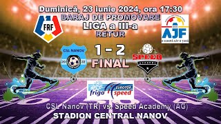 CSL Nanov TR vs ACS Speed Academy Pitești AG [upl. by Vince]