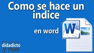 Como se hace un indice en Word [upl. by Chelsie]