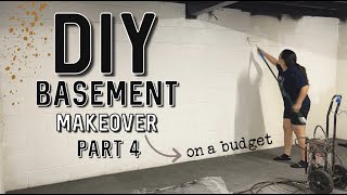 DIY BASEMENT ON A BUDGET  PAINTING BASEMENT WALLS  STAINING BASEMENT FLOOR  DIY BASEMENT MAKEOVER [upl. by Brier358]