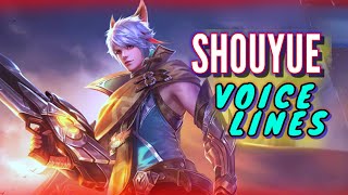 Shouyue voice lines and quotes  dialogues Honor of Kings  Noygen [upl. by Tymes]