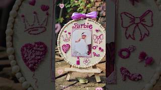 Barbie theme Embroidered photo Hoop 🌷handemboidery barbie handemadewithlove hayaticreation [upl. by Esli]