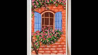 Windows painting 😊 😍 Flower painting 🌺🌺shorts shortvideo [upl. by Sello10]