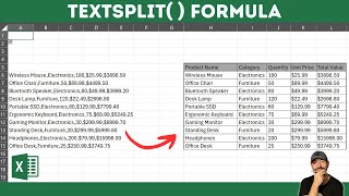 How to Split Text to Columns in Excel with Delimiters using TEXTSPLIT Formula in Excel [upl. by Truda887]