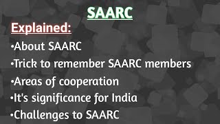 South Asian Association for Regional Cooperation  SAARC  Notes on SAARC [upl. by Eesdnyl656]