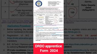 DRDO Apprentice Online Form 2024DiplomaITIJobsDiploma Jobs [upl. by Jun830]