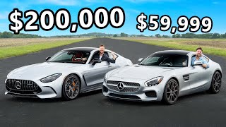 New Mercedes AMG GT vs The Cheapest AMG GT You Can Buy  DRAG RACE REVIEW  LAP TIME [upl. by Sinegold149]