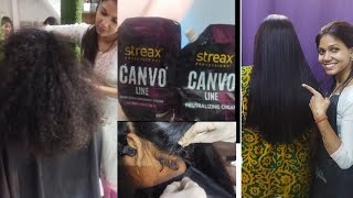 streax canvo professional hair straightening creamstep by step for beginners athome full video [upl. by Atilam]