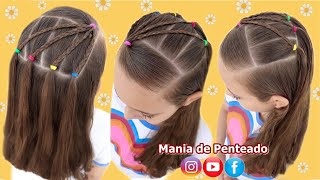 Penteado Infantil Fácil com Tranças e Cabelo Solto  Easy Hairstyle with Braids for Girls [upl. by Akcemat]