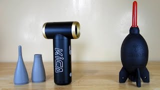 KiCA Jet Fan 2 Electric Air Duster vs Giottos Air Blaster TO CLEAN DUST ON OPTICS THE SAFETY OF EACH [upl. by Siulesoj]