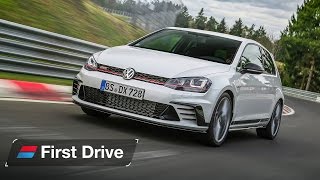 Volkswagen Golf GTI Clubsport S first drive review flatout at the Nürburgring [upl. by Akinam]