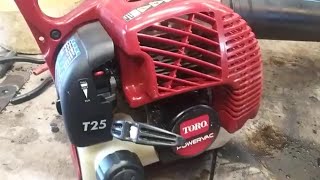 Toro powervac t25 leafblower carburetor and fuel lines repair rebuild fix [upl. by Noryt]